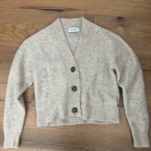Scotch and Soda Women's V-neck Boxy-Fit Knit Cardigan Sweater in Oatmeal Melange